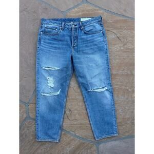 Rag & Bone Blue Light Wash Cotton Blend Zip Fly Distressed Jeans Size 32 BZ